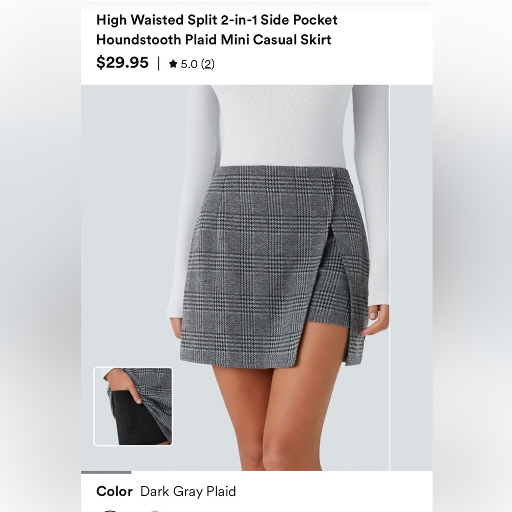 Halara, High Waisted Houndstooth Plaid Mini Skirt, Medium, Tags Still On
